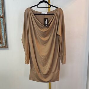 Doublju Tan Women's Tunic Top NWT L
